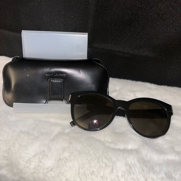 YSL | Yves Saint Laurent | All Black Sunglasses w Case | SL67/F 001 6518-140 - Picture 11 of 12